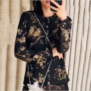 9a++ quality chanel floral and bird jacquard cardigan